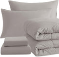 NTBAY Twin Comforter Set with Sheets, 5 Pieces Soft and Breathable Twin Bedding Set, Twin Bed in a Bag, Down Alternative Comforter Set Solid Color All Season, Kids Bedding Set, Smoke Grey