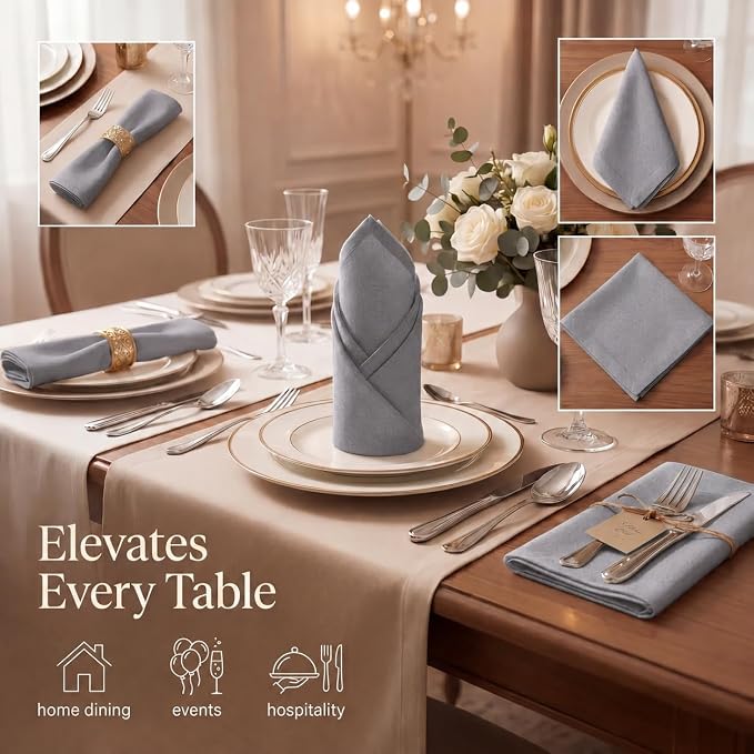 Urban Villa Cloth Napkins Cotton 20x20 (Set of 12) Gray