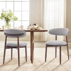 COLAMY Wooden Dining Chairs Set of 2, Modern Fabric Upholstered Dining Room Chair, Farmhouse Kitchen Chairs with Foot Pegs, Light Grey