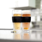 Host FREEZE Beer Glasses, Frozen Beer Mugs, Freezable Pint Glass Set, Insulated Pint Glass to Keep Your Drinks Cold, Double Walled Insulated Glasses, Tumbler for Iced Coffee, 16oz, Set of 2, Black