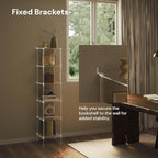6 Tier Square Acrylic Bookshelf, Small Bookcase with Acrylic Fittings for Fixing to Wall, Corner Display Shelf for Living Room, Bedroom, Bathroom, Small Spaces, Clear, 11.6'' W x 53.9'' H