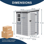 5x4 FT Small Resin Shed, Waterproof Outdoor Shed with Floor, Window, Double Lockable Doors & 2 Vents, Outside Plastic Sheds for Garden Patio Backyard, Sloped Roof, Grey