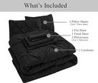 Lane Linen Full Size Comforter Sets, 7 Piece Bed in a Bag Full Size, Soft Full Size Bed Set, Pintuck Bedding Comforter Sets Full Size, Full Size Comforter Sets with Sheets, Pillowcases & Shams - Black
