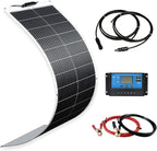 XINPUGUANG 100W Flexible Solar Panel 12V System kit 10A Charge Controller Cables with Alligator Clip PV Connector Cables for Yacht, Boat, RV, Cabin, 12v Battery Charge