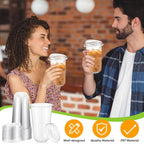 Ziliny 50 Sets Clear Plastic Coffee Cups with Sip Lids, Disposable Plastic PET Crystal Cups for Iced Coffee, Smoothie, Cold Beverage, Drink Shops and Party Catering(Clear,18 oz)