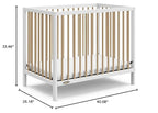 Graco Teddi 4-in-1 Convertible Mini Crib with Bonus Water-Resistant Mattress (White with Driftwood) – GREENGUARD Gold Certified, 2.75-Inch Mattress Included, Convenient Size, Easy 30-Minute Assembly