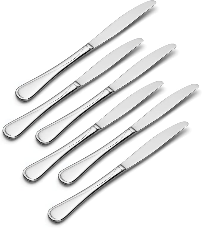 Oneida Flight Dinner Knives Silverware Set for 6, Flatware | Stainless steel, mirror finish | dishwasher safe | dinner knife set for everyday dining, cutlery set