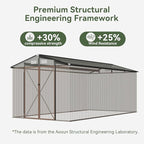 Aoxun 8'x15' Outdoor Metal Storage Shed with Lockable Door & Sloping Roof- Ideal for Tools, Garden Equipment & Bikes, Perfect for Patio Placement(Brown)