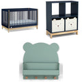 Delta Children babyGap Tate 4-in-1 Convertible Crib + Brannan Bear Bookcase with Bins + Brannan Bear Wall Shelf with 4 Hooks, Navy/Natural (Bundle)
