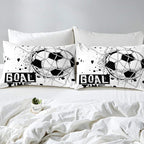 Erosebridal Kids Football Comforter Set Queen Size American Soccer Bedding Set Sports Games Duvet Sets for Boys Girls Children Teens Geometric Polygon Down Comforter for Bedroom, Black White