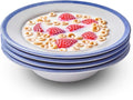 Portmeirion Potter's Brushstroke Oatmeal Bowl (Set of 4) - Ideal for Porridge, Soup, Desserts - Microwave & Dishwasher Safe Earthenware Bowls, Durable Dishware Collection - Made in UK (Blue)
