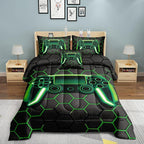 Kids Gaming Bedding Sets, 6 Piece Gamer Comforter Sets for Teens Boys Full Size for Bedroom Comforter Set Adult 3D Gamepad Microfiber Bedding Sets Fits All Season Full Size Comforter Sets