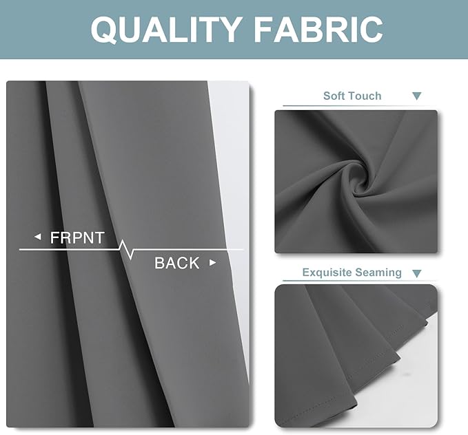 ChrisDowa Blackout Curtains 80 inches Long for Bedroom - 2 Panels Set Grommet Thermal Insulated Room Darkening Curtains for Living Room (Grey, 52 x 80 Inch)