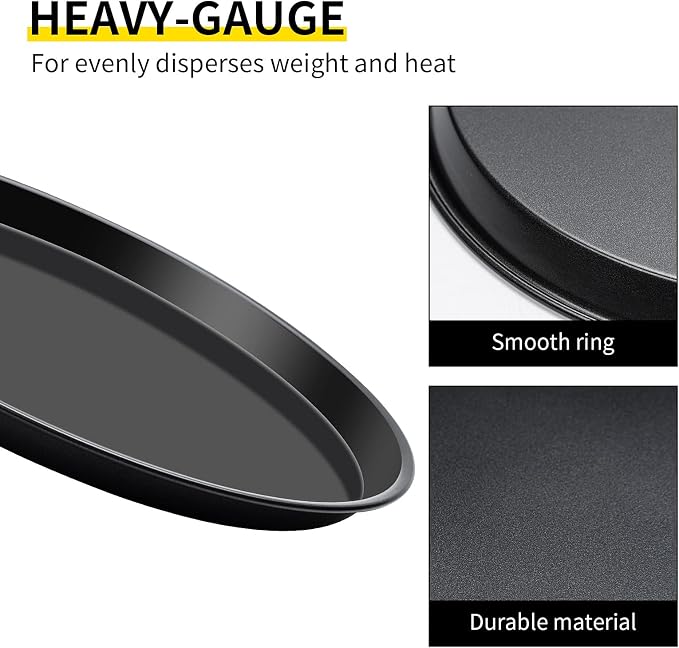 Yomvzake Cookie Cake Pan, 11 Inch Round Cake Pan Giant Shollow Cookie Pan Round Cookie Sheet Black Carbon Steel Tray Pan for Christmas Baking