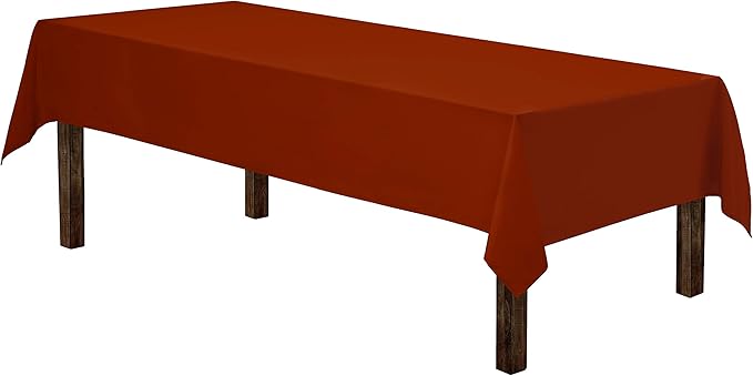 Gee Di Moda Rectangle Tablecloth - 60 x 102 Inch Burnt Orange - Heavy Duty, Wrinkle Resistant, Machine Washable - Ideal for 6 Ft Rectangular Table, Buffet, Dinner, Wedding & Baby Shower