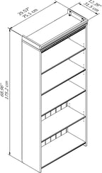 Bush Furniture 5 Shelf Bookcase with 3 Adjustable Storage Shelves | Fairview Collection Tall Bookshelf for Office or Home, 30W x 12D x 69H, Antique White
