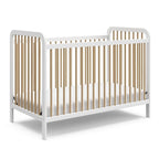 Storkcraft Pasadena 3-in-1 Convertible Crib (White with Driftwood) – GREENGUARD Gold Certified, Converts to Daybed and Toddler Bed, Fits Standard Full-Size Crib Mattress, Adjustable Mattress Height