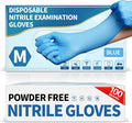 Medguy Medical Blue Nitrile Disposable Exam Gloves, 4 Mil 100 Pcs Powder-Free Latex-Free Food-Safe for Lab Cooking Cleaning