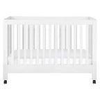 Babyletto Maki Full-Size 2-in-1 Portable Folding Crib with Toddler Bed Conversion Kit in White, Greenguard Gold Certified