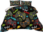 Gaming Comforter for Boys Teen,Game Contoller Bedding Set for Boys Kids,Down Alternative Comforter for All Season,Gamer Home Decor for Boys Comforter Set (Comforter-Game25, Queen)