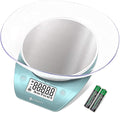 Etekcity Food Kitchen Scale with Bowl, 0.1g, Grams and Ounces | 11lb/5kg capacity with tare, removable bowl, ideal for baking, meal prep and portion control, Stainless Steel, Bright Blue