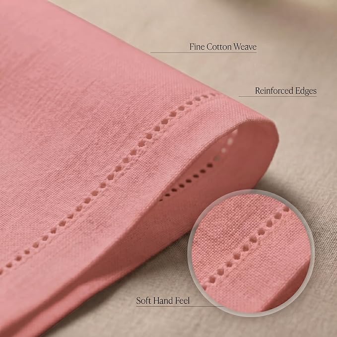 Urban Villa Hemstitch Cloth Dinner Napkins Cotton 20”x20” (Set of 12)-Rust