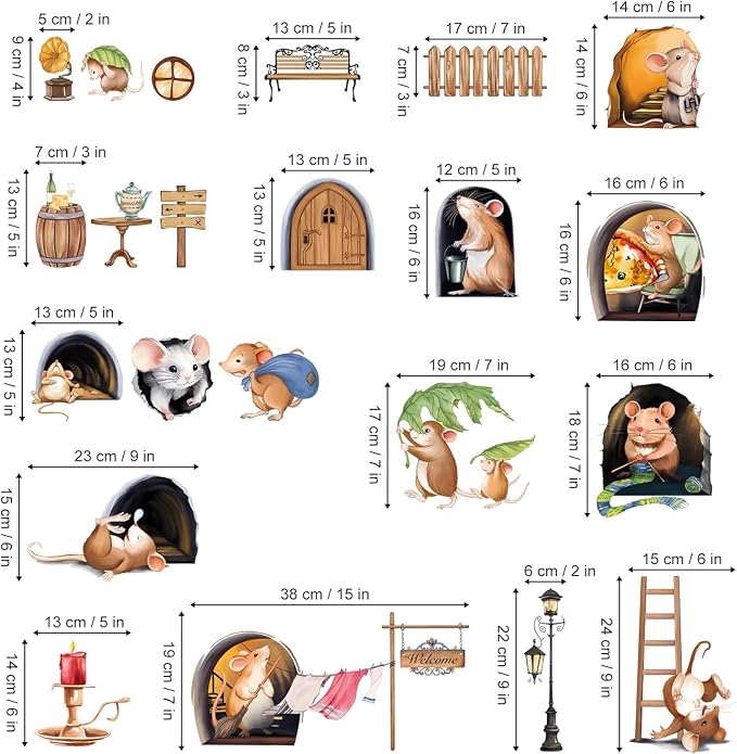 decalmile Mouse Hole Funny Animal Kitchen Dining Wall Decals Stickers