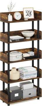 Furinno Turn-N-Tube 5-Tier Toolless Display Rack, Amber Pine/Black