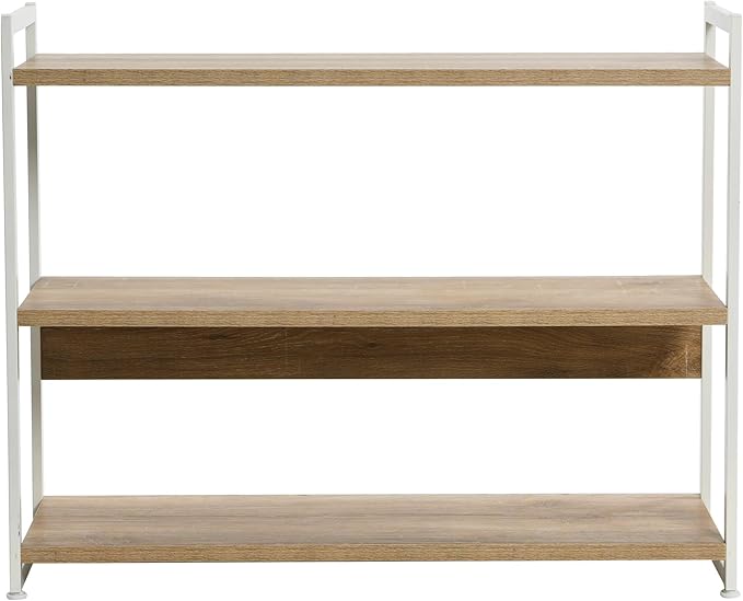 Household Essentials 3 Tier Wide Bookshelf, Coastal Oak Finish