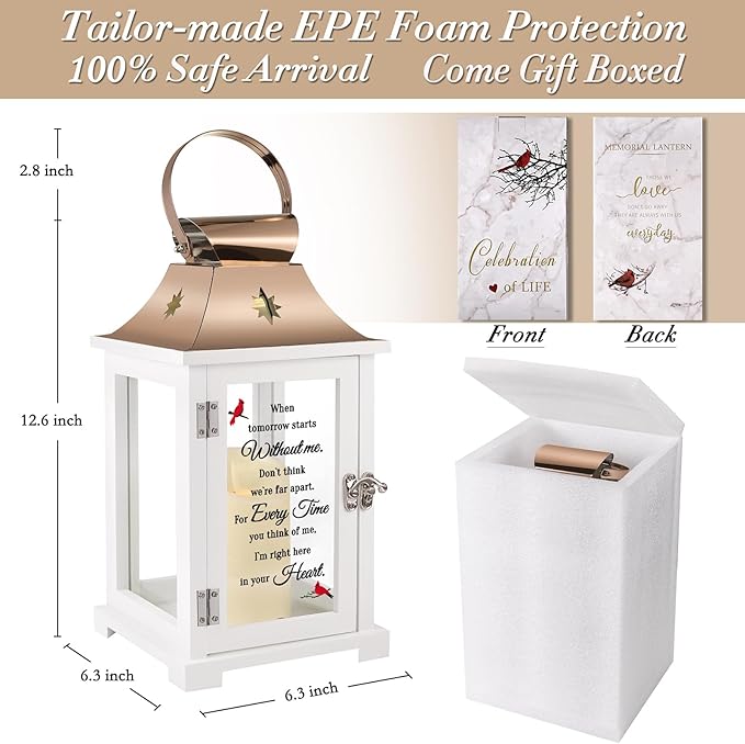 Memorial Lantern, Sympathy Gifts for Loss of Mom/Dad/Loved One, Bereavement Gifts, in Memory of Loved One Lantern,Celebration of Life, Memorial Gifts, Funeral Lantern,When Tomorrow Starts Without me