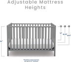 Delta Children Heartland 4-in-1 Convertible Crib Infant Changing Table with Pad + Serta Perfect Start Crib Mattress, Grey