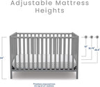 Delta Children Heartland 4-in-1 Convertible Crib, Grey + Delta Children Twinkle Galaxy Dual Sided Recycled Fiber Core Crib and Toddler Mattress (Bundle)