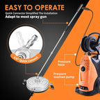 14" Pressure Washer Surface Cleaner, Stainless Steel Power Pressure Washer Attachment for Concrete, Patio, Driveway, Deck Cleaning, 2 Extension Wand Accessories, 1/4" Quick Connect, 4000 PSI