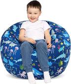 Bean Bag Chair for Kids Stuffed Animal Storage Beanbag Chairs,Toddler Toy Storage Organizer for Girls and Boys,Large 32'' Cover Only（No Filling