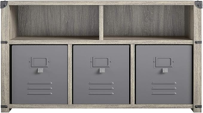 Little Seeds Nova Bedroom Grey Storage Bench, Gray Oak
