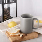 E-liu Large 15 Ounces Porcelain Coffee Mug Tea Mugs Set of 6 | Cups for Coffee, Tea, Cocoa, and Mulled Drinks , Dishwasher & Microwave Safe Gift Sets, Grey