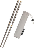 Thous Winds Titanium Chopsticks, Foldable Ultralight Chopsticks, Reusable Utensils for Camping Backpacking Hiking Travel Home, 9-inch, with Storage Bag