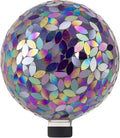 Alpine Corporation 10" Diameter Indoor/Outdoor Glass Mosaic Gazing Globe Yard Decoration, Purple Pearlized Petals Design