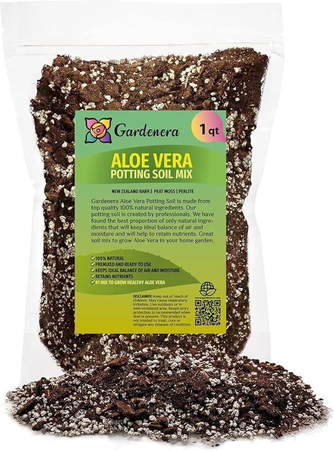 GARDENERA Premium Aloe Vera Potting Soil Mix - (1 Quart Bag)