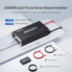 Renogy 2000W 24V Pure Sine Wave Inverter, 4000W Peak Power, 92% Energy Efficiency, with 2 AC Outputs, Remote Control, RV Truck Marine Camping