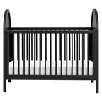 babyletto Bondi Cane 3-in-1 Convertible Crib with Toddler Bed Conversion Kit in Black with Natural Cane, Greenguard Gold Certified