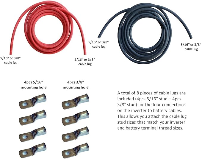 WindyNation 1/0 Gauge AWG (20 Feet Black + 20 Feet Red) Power Inverter Battery Cable Wire Kit for DC to AC Inverters RV, Car, Solar, Marine, Off-Grid