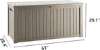 200 Gallon Coffee Resin Deck Box - Rustic Wood-Look, Waterproof & Lockable Outdoor Storage for Garden Tools, Patio Essentials - All-Weather Container for Farmhouse Decks, Backyards