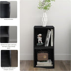 ECYIL Double Layered Independent Storage Rack, Full Circular Color Blocking Bookshelf, Suitable for Home, Office, Living Room, etc (black1)