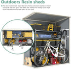 Aoxun Outdoor Storage Shed 5 x 3FT, Resin Shed with Floor and Lockable Door, Plastic Sheds for Garbage Can, Tool, Accessories, Lawn, Garden - Grey