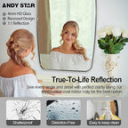 ANDY STAR Brushed Nickel Oblong Mirror, 36x40 Inch Brushed Nickel Oval Mirror for Bathroom with Stainless Steel Metal Frame, Wall Mouned for Bathroom, Living Room, Entryway