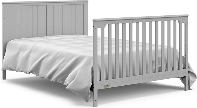 Graco Hadley 5-in-1 Convertible Crib and Changer with Drawer (Pebble Gray) – Crib and Changing-Table Combo with Drawer, Includes Changing Pad, Converts to Toddler Bed, Daybed and Full-Size Bed