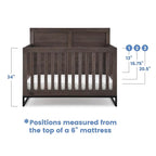 Simmons Kids Foundry 6-in-1 Convertible Baby Crib, Rustic Grey with Matte Black