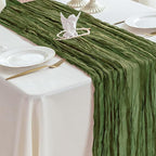 Sioloc 1 Pack Moss Green Cheesecloth Table Runner Fall Autumn Decor for Home 10ft Table Cloth for Tea Wedding Birthday Party Baby Bridal Shower Halloween Thanksgiving