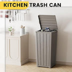 Outdoor Trash Can with Lid, Waterproof Resin Garbage Can with Tiered Lid, Outside Trash Bin for Patio, Kitchen, Backyard or Deck